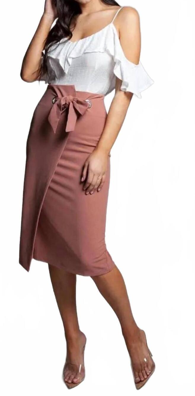 NEW LATISTE working girl skirt set in white / blush